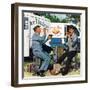 "Milkman Meets Pieman", October 11, 1958-Stevan Dohanos-Framed Premium Giclee Print