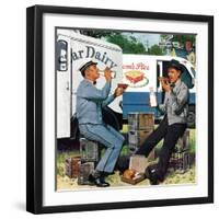 "Milkman Meets Pieman", October 11, 1958-Stevan Dohanos-Framed Giclee Print