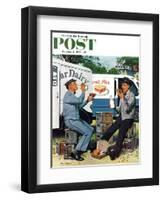 "Milkman Meets Pieman" Saturday Evening Post Cover, October 11, 1958-Stevan Dohanos-Framed Giclee Print