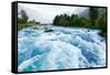 Milky Blue Glacial Water of Briksdal River in Norway-naumoid-Framed Stretched Canvas