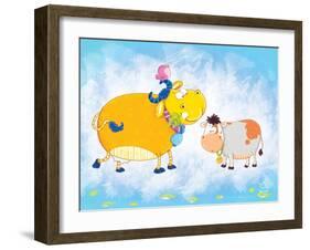 Milky Moo-Blue Fish-Framed Art Print