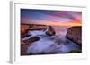 Milky Water Sunset at Shark Fin Cove, California Coast, Santa Cruz, Davenport-Vincent James-Framed Photographic Print