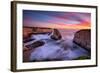 Milky Water Sunset at Shark Fin Cove, California Coast, Santa Cruz, Davenport-Vincent James-Framed Photographic Print