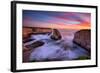 Milky Water Sunset at Shark Fin Cove, California Coast, Santa Cruz, Davenport-Vincent James-Framed Photographic Print