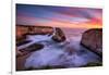 Milky Water Sunset at Shark Fin Cove, California Coast, Santa Cruz, Davenport-Vincent James-Framed Photographic Print