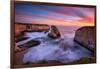 Milky Water Sunset at Shark Fin Cove, California Coast, Santa Cruz, Davenport-Vincent James-Framed Photographic Print