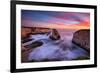 Milky Water Sunset at Shark Fin Cove, California Coast, Santa Cruz, Davenport-Vincent James-Framed Photographic Print