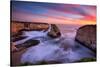 Milky Water Sunset at Shark Fin Cove, California Coast, Santa Cruz, Davenport-Vincent James-Stretched Canvas