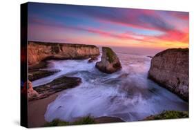Milky Water Sunset at Shark Fin Cove, California Coast, Santa Cruz, Davenport-Vincent James-Stretched Canvas