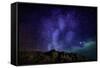 Milky Way Galaxy with Aurora Borealis or Northern Lights, Kjalarnes, Reykjavik, Iceland-null-Framed Stretched Canvas