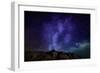 Milky Way Galaxy with Aurora Borealis or Northern Lights, Kjalarnes, Reykjavik, Iceland-null-Framed Photographic Print