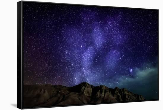 Milky Way Galaxy with Aurora Borealis or Northern Lights, Kjalarnes, Reykjavik, Iceland-null-Framed Stretched Canvas