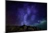 Milky Way Galaxy with Aurora Borealis or Northern Lights, Kjalarnes, Reykjavik, Iceland-null-Mounted Photographic Print