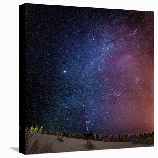 Milky Way Galaxy with Aurora Borealis or Northern Lights, Lapland, Sweden-Ragnar Th Sigurdsson-Stretched Canvas