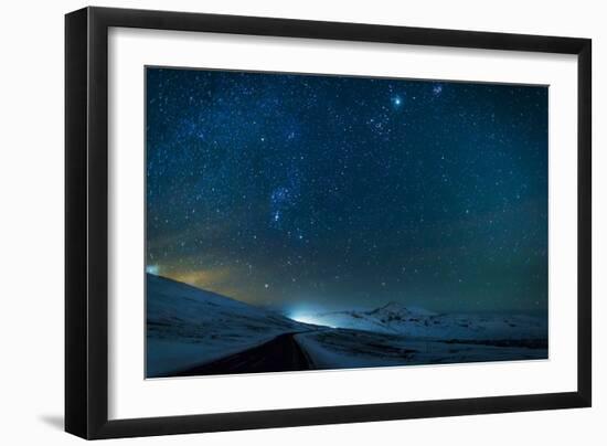 Milky Way Galaxy with Aurora Borealis or Northern Lights-Arctic-Images-Framed Premium Photographic Print