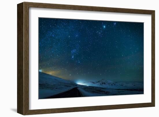 Milky Way Galaxy with Aurora Borealis or Northern Lights-Arctic-Images-Framed Photographic Print