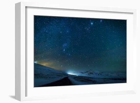 Milky Way Galaxy with Aurora Borealis or Northern Lights-Arctic-Images-Framed Photographic Print