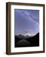 Milky Way over Bachalpsee lake on a summer night, Grindelwald, Jungfrau Region, Bernese Oberland-Roberto Moiola-Framed Photographic Print