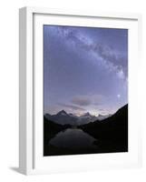 Milky Way over Bachalpsee lake on a summer night, Grindelwald, Jungfrau Region, Bernese Oberland-Roberto Moiola-Framed Photographic Print