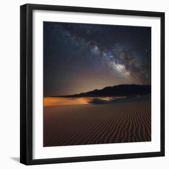 Milky Way over Mesquite Dunes-Darren White Photography-Framed Giclee Print