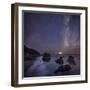 Milky Way over Ocean and Sea Stacks, Samuel Boardman State Park, Oregon, America, USA-Simonbyrne-Framed Photographic Print