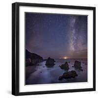 Milky Way over Ocean and Sea Stacks, Samuel Boardman State Park, Oregon, America, USA-Simonbyrne-Framed Photographic Print