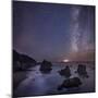 Milky Way over Ocean and Sea Stacks, Samuel Boardman State Park, Oregon, America, USA-Simonbyrne-Mounted Photographic Print