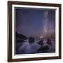 Milky Way over Ocean and Sea Stacks, Samuel Boardman State Park, Oregon, America, USA-Simonbyrne-Framed Photographic Print