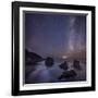 Milky Way over Ocean and Sea Stacks, Samuel Boardman State Park, Oregon, America, USA-Simonbyrne-Framed Photographic Print