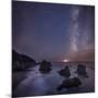 Milky Way over Ocean and Sea Stacks, Samuel Boardman State Park, Oregon, America, USA-Simonbyrne-Mounted Photographic Print