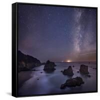 Milky Way over Ocean and Sea Stacks, Samuel Boardman State Park, Oregon, America, USA-Simonbyrne-Framed Stretched Canvas