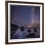 Milky Way over Ocean and Sea Stacks, Samuel Boardman State Park, Oregon, America, USA-Simonbyrne-Framed Photographic Print