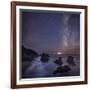 Milky Way over Ocean and Sea Stacks, Samuel Boardman State Park, Oregon, America, USA-Simonbyrne-Framed Photographic Print