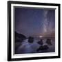 Milky Way over Ocean and Sea Stacks, Samuel Boardman State Park, Oregon, America, USA-Simonbyrne-Framed Photographic Print