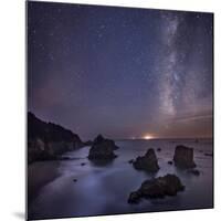 Milky Way over Ocean and Sea Stacks, Samuel Boardman State Park, Oregon, America, USA-Simonbyrne-Mounted Photographic Print