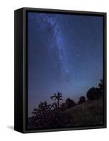 Milky Way Rises Over a Hill of Brush And Cacti, Kenton, Okalhoma-Stocktrek Images-Framed Stretched Canvas