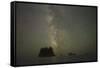 Milky Way rising behind sea stacks at 2nd Beach, Olympic National Park, Washington State-Greg Probst-Framed Stretched Canvas