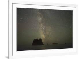 Milky Way rising behind sea stacks at 2nd Beach, Olympic National Park, Washington State-Greg Probst-Framed Photographic Print