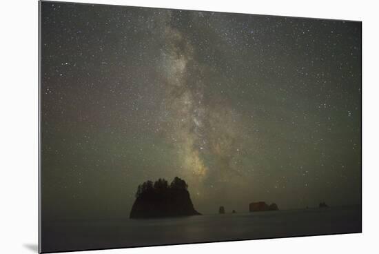 Milky Way rising behind sea stacks at 2nd Beach, Olympic National Park, Washington State-Greg Probst-Mounted Photographic Print