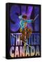 Milky Way Skier - Whistler, Canada-Lantern Press-Framed Stretched Canvas