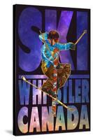 Milky Way Skier - Whistler, Canada-Lantern Press-Stretched Canvas