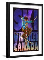 Milky Way Skier - Whistler, Canada-Lantern Press-Framed Art Print