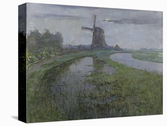 Mill Along the River Gein by Moonlight-Piet Mondriaan-Stretched Canvas