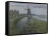 Mill Along the River Gein by Moonlight-Piet Mondriaan-Framed Stretched Canvas