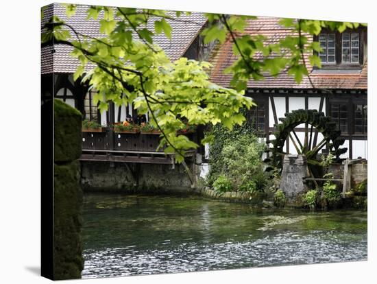 Mill at Blautopf, Blaubeuren, Swabian Mountains, Baden-Wurttemberg, Germany, Europe-Hans Peter Merten-Stretched Canvas