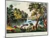 Mill Cove Lake (Colour Litho)-Currier & Ives-Mounted Giclee Print