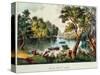 Mill Cove Lake (Colour Litho)-Currier & Ives-Stretched Canvas