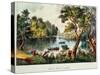 Mill Cove Lake (Colour Litho)-Currier & Ives-Stretched Canvas