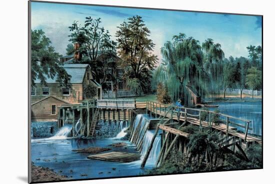 Mill-Dam-Currier & Ives-Mounted Art Print