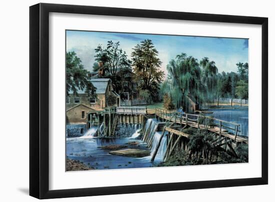 Mill-Dam-Currier & Ives-Framed Art Print